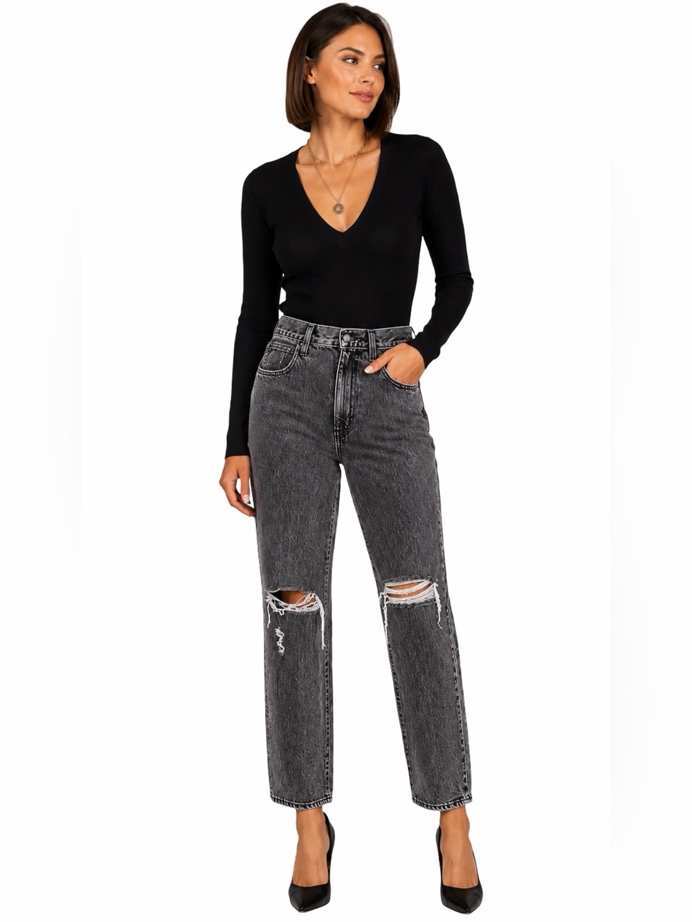 SLVRLAKE Dylan High Rise Straight Jeans Size 28 NWT Broken Promises Wash